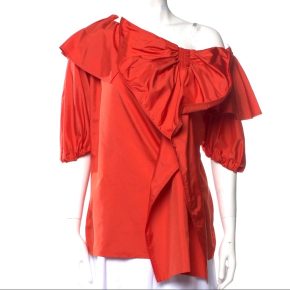 Adeam One-Shoulder Satin Blouse size S Orange - Picture 10 of 10